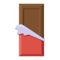 barra de chocolate con leche en envoltura roja abierta y papel de aluminio vector