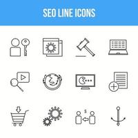 conjunto único de iconos de línea seo vector