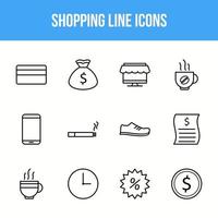 conjunto de iconos de línea de compras única vector