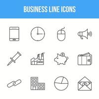 Unique Business Line icon set vector