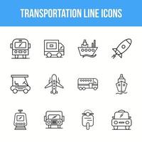 conjunto de iconos de línea de transporte único vector