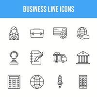 Unique Business Line icon set vector