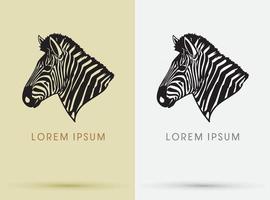 Zebra Head Graphic Line vector