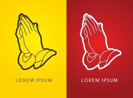 Outline Hands Prayer Christian Prayer vector