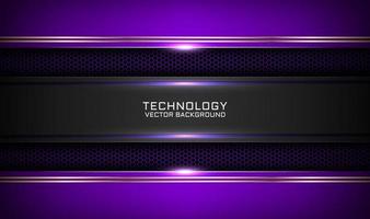 Abstract 3D purple techno background overlap layers on dark space with white light effect decoration. Modern graphic design template elements for flyer, card, cover, brochure, or landing page vector