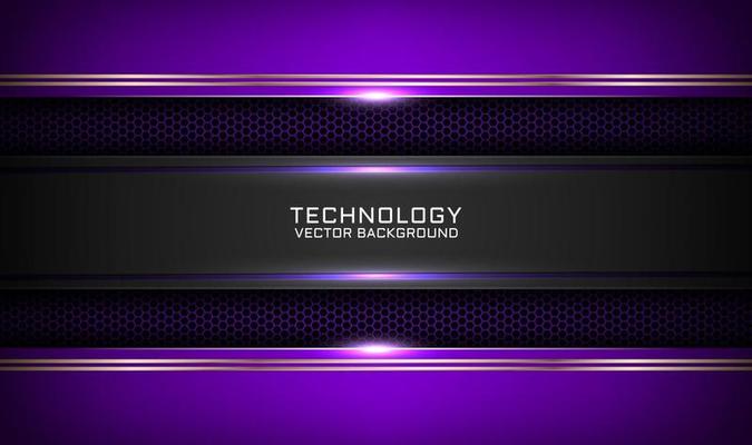 Abstract 3D purple techno background overlap layers on dark space with white light effect decoration. Modern graphic design template elements for flyer, card, cover, brochure, or landing page