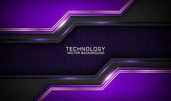 Abstract 3D purple techno background overlap layers on dark space with white light effect decoration. Modern graphic design template elements for flyer, card, cover, brochure, or landing page vector