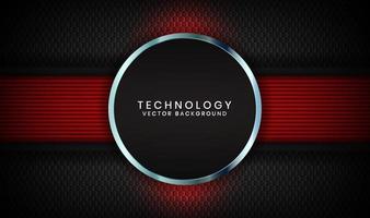 Capas de superposición de fondo de techno negro 3d abstracto en espacio oscuro con decoración de efecto de luz roja. elementos de plantilla de diseño gráfico moderno para póster, volante, portada, folleto, página de destino o banner vector