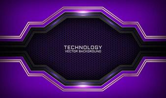 Abstract 3D purple techno background overlap layers on dark space with white light effect decoration. Modern graphic design template elements for flyer, card, cover, brochure, or landing page vector