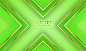 Abstract 3D green luxury background overlap layer on bright space with golden lines metallic decoration. Modern graphic design template elements for flyer, card, cover, brochure, or landing page vector