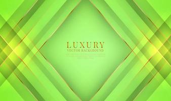 Abstract 3D green luxury background overlap layer on bright space with golden lines metallic decoration. Modern graphic design template elements for flyer, card, cover, brochure, or landing page vector