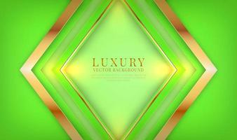 Abstract 3D green luxury background overlap layer on bright space with golden lines metallic decoration. Modern graphic design template elements for flyer, card, cover, brochure, or landing page vector