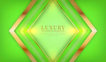 Abstract 3D green luxury background overlap layer on bright space with golden lines metallic decoration. Modern graphic design template elements for flyer, card, cover, brochure, or landing page vector