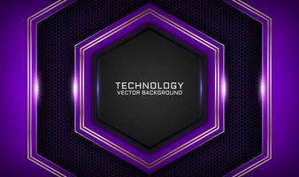 Abstract 3D purple techno background overlap layers on dark space with white light effect decoration. Modern graphic design template elements for flyer, card, cover, brochure, or landing page vector