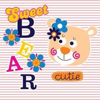 lovely bear funny animal cartoon vector