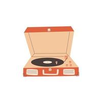 Old Portable Turntable Player Vinyl Records Play Stand Musical Box vector