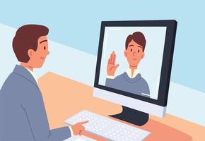 man online job interview vector