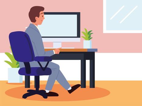 man working office vector