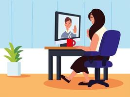 online job interview vector