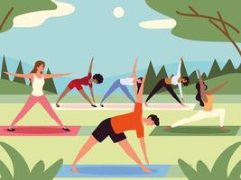 people yoga class vector