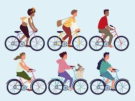 people riding bike vector