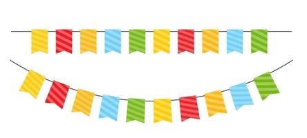 Party flag garland set isolated on white background. Vector Illustration