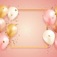 Happy Birthday congratulations banner design with Confetti and balloons for Party Holiday Background. Vector Illustration