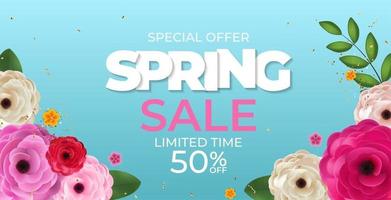 Spring Sale Background Poster Template. Vector Illustration