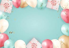 Happy Party Birthday Background with Realistic Balloons. Vector Illustration