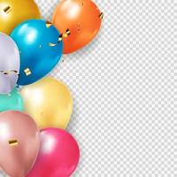 Fondo transparente de globo 3d realista para fiesta, fiesta, cumpleaños, tarjeta de promoción, cartel. ilustración vectorial vector