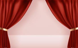 Realistic 3D open curtains background template. Vector Illustration EPS10