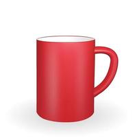 Realistic red mug on a white background. 3D rendering. Vector Illustration