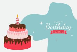 Cute Happy Birthday Background with Cake and Candles. Design Element for Party Invitation, Congratulation. Vector Illustration EPS10