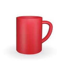 Realistic red mug on a white background. 3D rendering. Vector Illustration