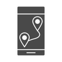 carrera corriendo smartphone seguimiento gps puntero navegación silueta icono diseño vector