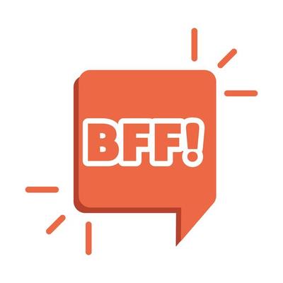 slang bubbles abbreviation bff over white background flat icon design