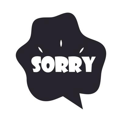 slang bubbles speech bubble sorry word over white background silhouette icon style