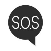 sos lettering speech bubble silhouette icon design vector