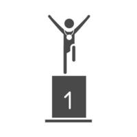 runner man on podium first place running sport race silhouette icon design vector