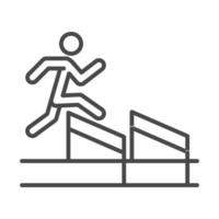 hombre de carrera, saltar, encima, obstáculo, funcionamiento, deporte, línea, icono, diseño vector