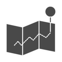 folded map tracking destination pointer silhouette icon design vector