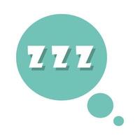 Burbujas de jerga zzz etiqueta redonda verde sobre fondo blanco diseño de icono plano vector