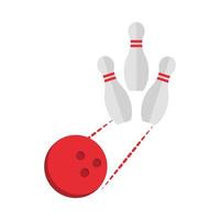 scattered skittle and bowling ball game recreational sport flat icon design vector