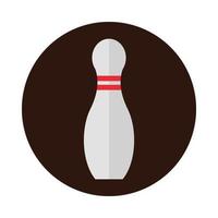 bowling white pin with stripes equipment game recreational sport block flat icon design vector