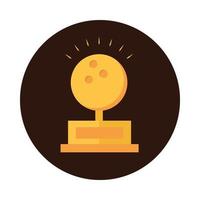 bolos trofeo de oro bola liga juego deporte bloque diseño de icono plano vector