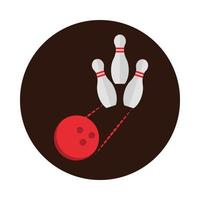 scattered skittle and bowling ball game recreational sport block flat icon design vector