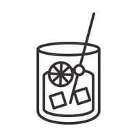 icono de cóctel vaso de vidrio frío fresco con mezclador beber alcohol diseño de estilo de línea vector