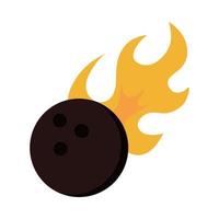bowling ball with simple flames game recreational sport flat icon design vector