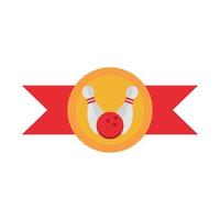 bowling red ball and pin emblem game recreational sport flat icon design vector
