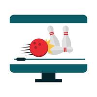 bowling online playing game recreational sport application flat icon design vector